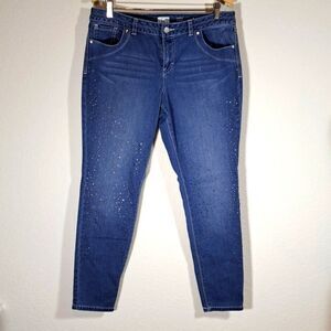 S&Co. Women’s Jeans Denim Size 12 Skinny Lowrise 5 Pocket Whiskers Rhinestones